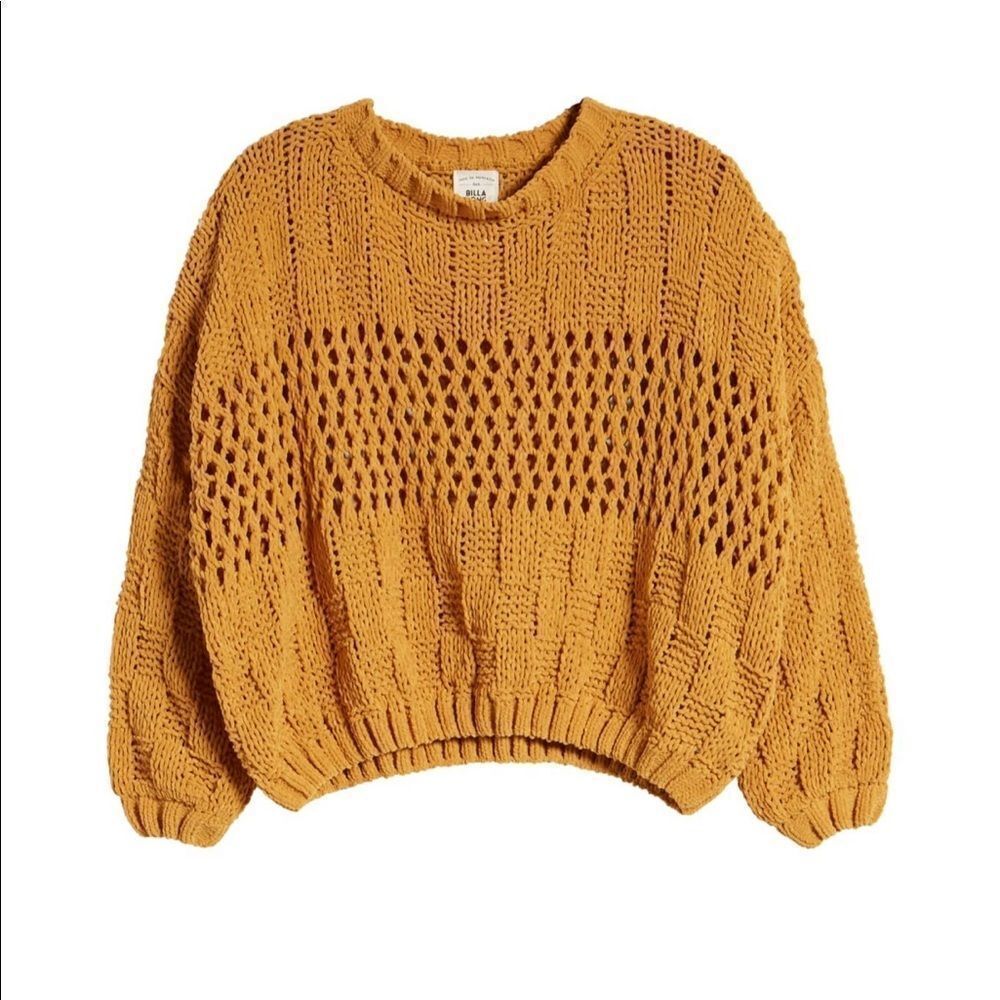 NWT Billabong Onward We Go Chenille Sweater Mustard L